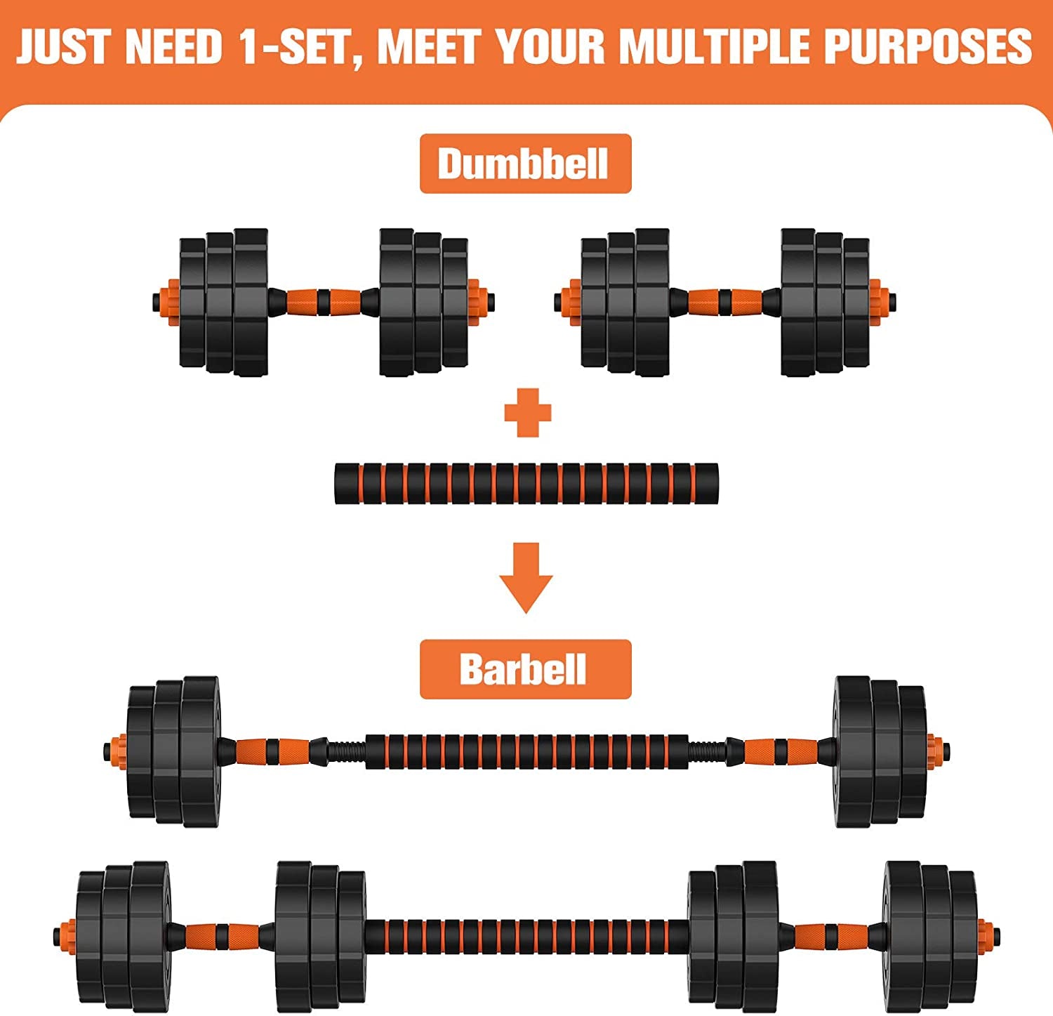 Adjustable Dumbbell/Barbell Combo for Home Gym